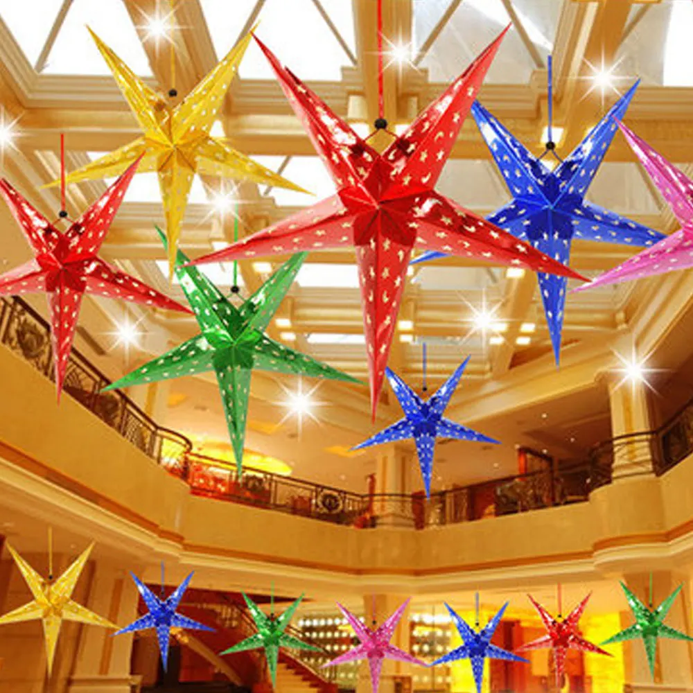 

Visual Touch Colorful Hanging Star Xmas Decoration String Birthday Party Supplies Christmas Tree Ornaments 30cm Decor Festival