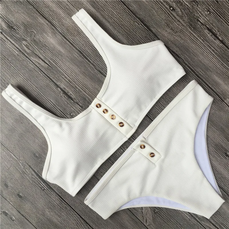 905white Бикини, купальник для женщин, Maillot De Bain Femme, сексуальный комплект бикини, купальник на пуговицах, купальный костюм для женщин, купальник для женщин и девушек - Цвет: 905white