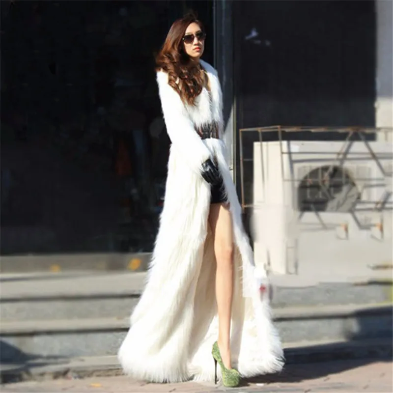 Женская длинная куртка из искусственного меха свободная теплая большого размера