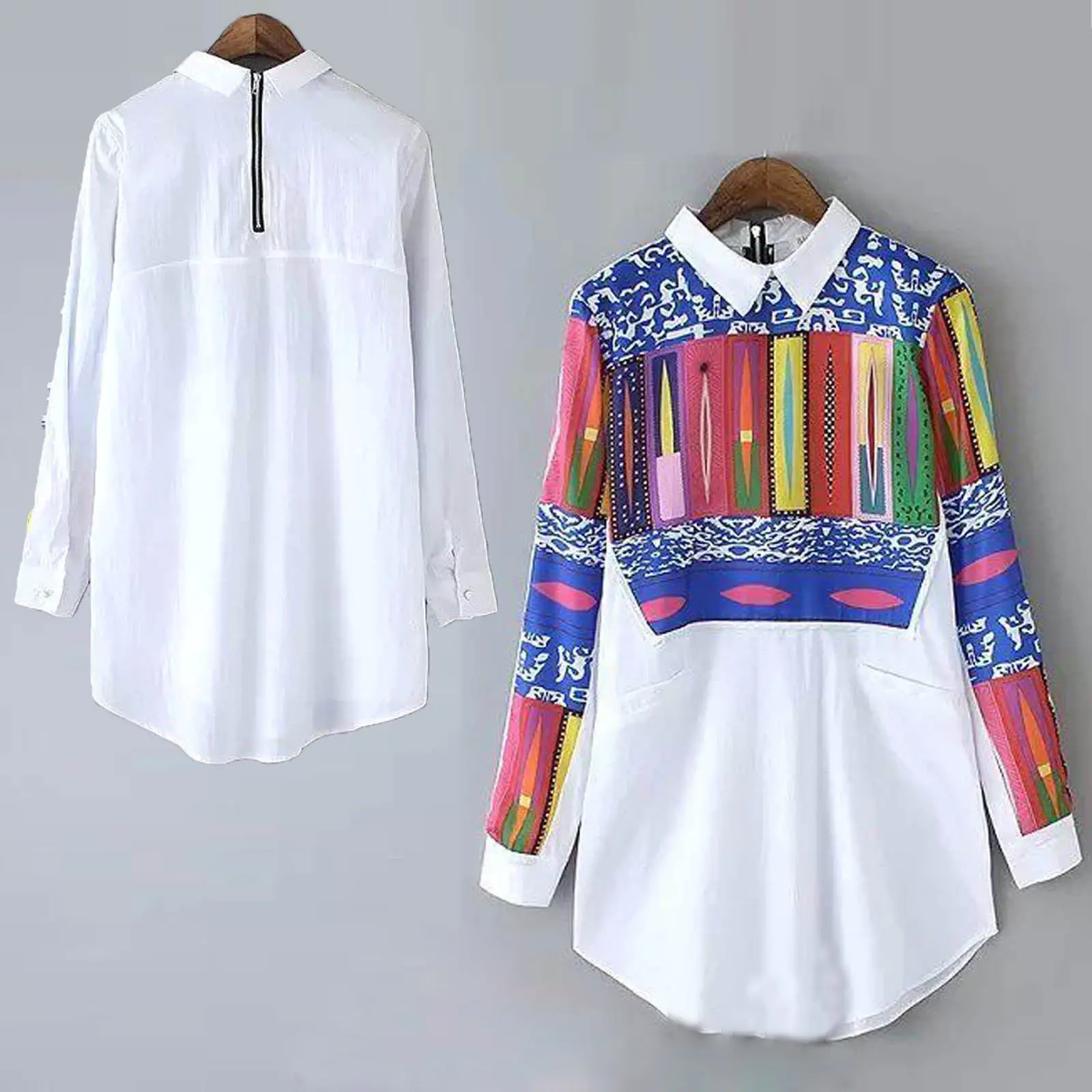 

New Sexy Fashion Women Loose Chiffon Tops Turn-Down Collar Printed Long Sleeve Shirt Casual Blouse