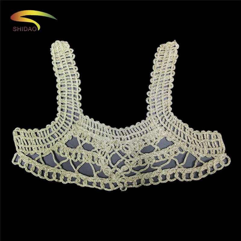 

100% Polyester Golden Flower Necklace Lace Collar Lace Trim DIY Embroidery French Lace Fabric Neckline Applique Sewing Crafts