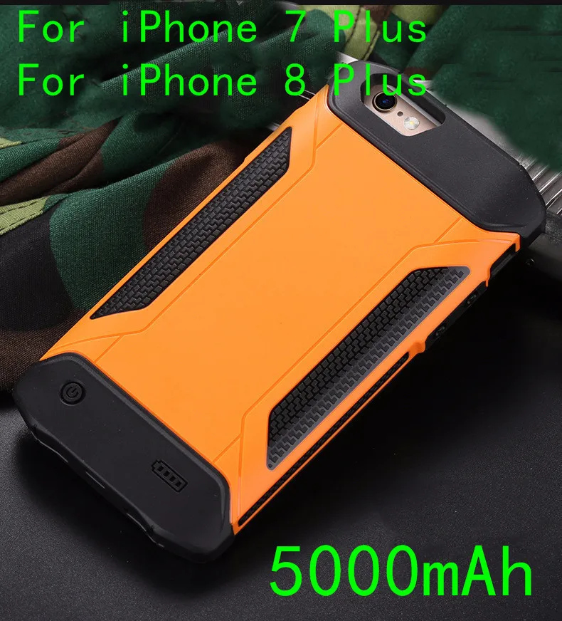Orange For iPhone 7P Leioua 4000 мАч ударопрочный тонкий Чехол-батарея для iPhone 6, 6 S, 7, 8 Plus, внешний аккумулятор, чехол s, задняя крышка для iPhone 6, 6 S, 7, 8 - Цвет: Orange For iPhone 7P