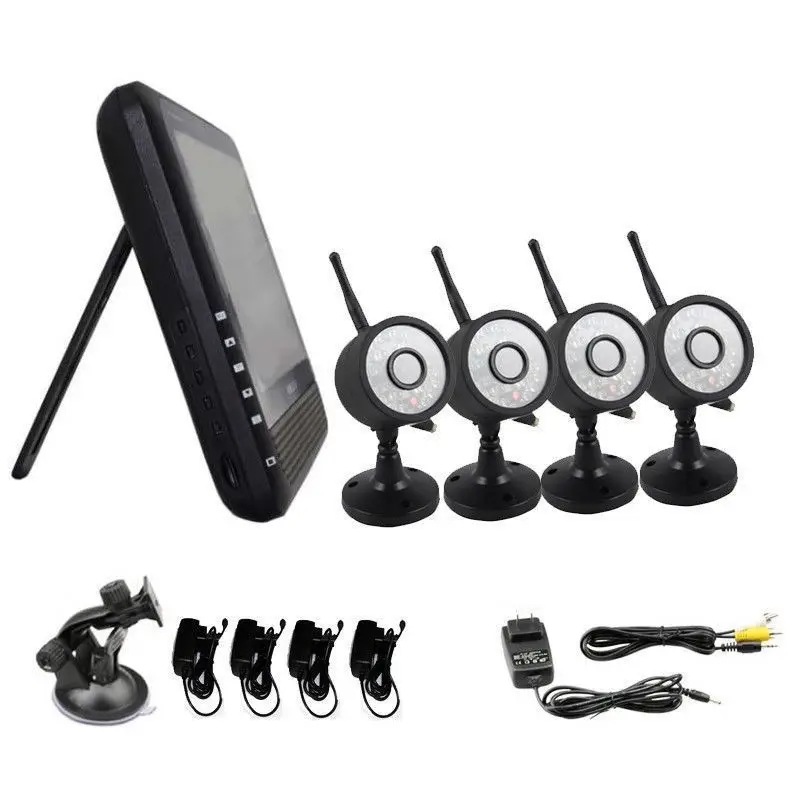 MOOL SB9 Беспроводная 4CH Quad DVR домашняя система безопасности 4 камеры с 7 &quotTFT-LCD