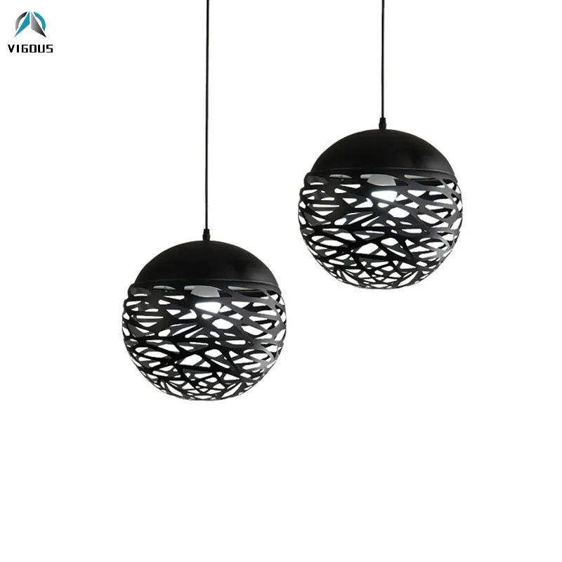 

Nordic Loft Hollow Metal E27 Led Pendant Light 3 Styles Black / White Hanging Lamp for Dining Table Lustre Indoor Suspend Lamp