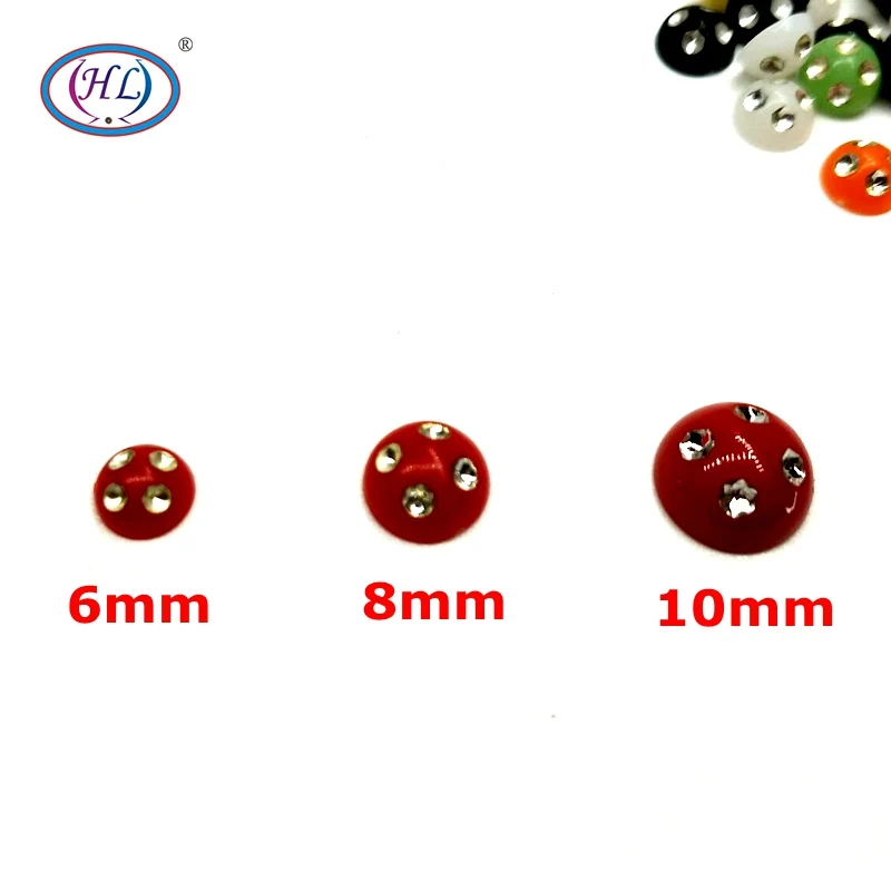 HL 50/100/200pcs 6/8/10mm Mixed Decoration Handicrafts Resin With Rhinestones Scrapbook DIY Accessories Flatback Buttons
