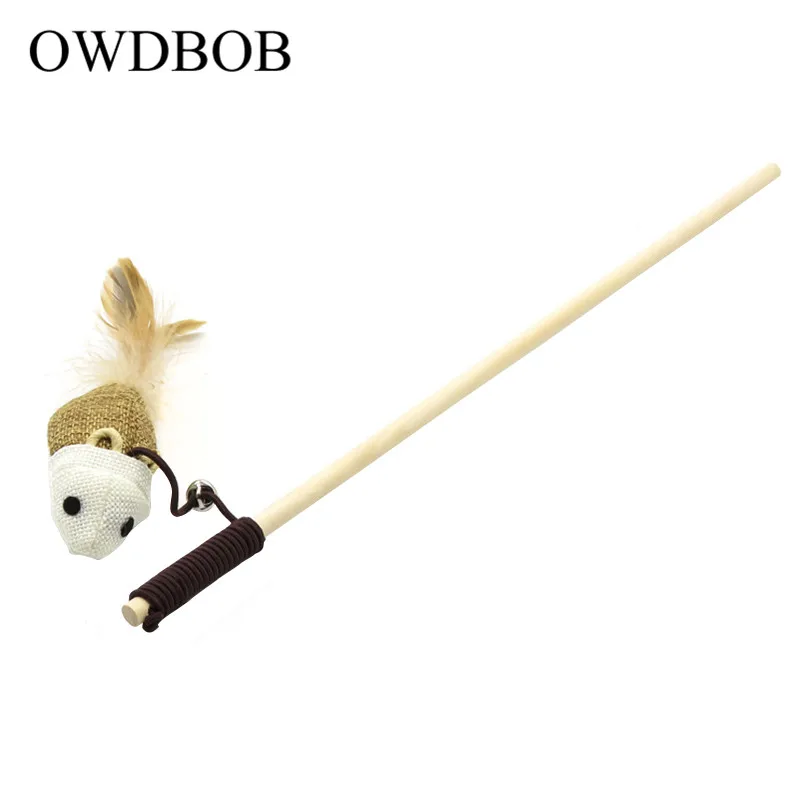 OWDBOB, забавная игрушка в виде кошачьих перьев, интерактивные игрушки для кошек, питомцев, кошек, ловцов, прорезыватель, палочки, игрушки с мячик-мышь, товары для кошек
