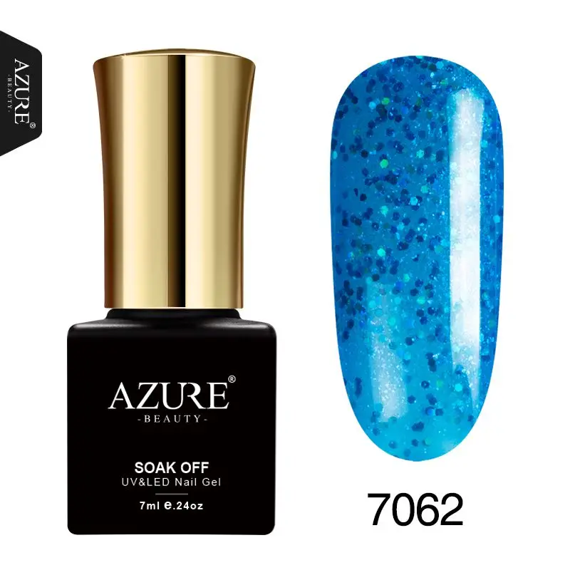 7062 Azure beauty стойкий Гель-лак 7 мл, блестящий цвет, впитывающий УФ-клей для ногтей, высокое качество, лак для ногтей, 24 цвета, гель для ногтей - Цвет: 7062