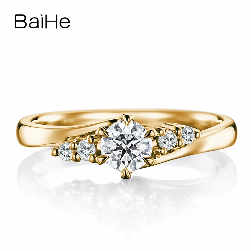 Женское кольцо для помолвки BAIHE однотонное Золотое 10 к (AU417) 0 25 карат|Кольца| |