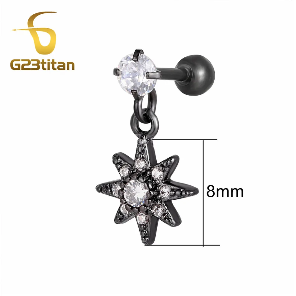 Черный козелок Серьги кольца в уши Стали Уха Tragus Helix Хрящ Пирсинг Кольцо Мода Мужчины Женщины Ювелирные Изделия Тела