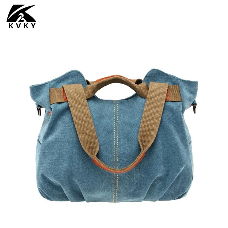 

KVKY Canvas handbags spring and summer Vintage casual Messenger bag wild personality women's shoulder bag Tote