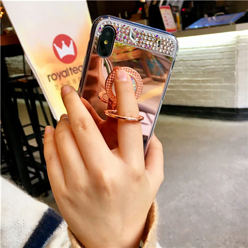Чехлы для телефонов iPhone 11 Pro Max мягкий зеркальный чехол с блестящим алмазным