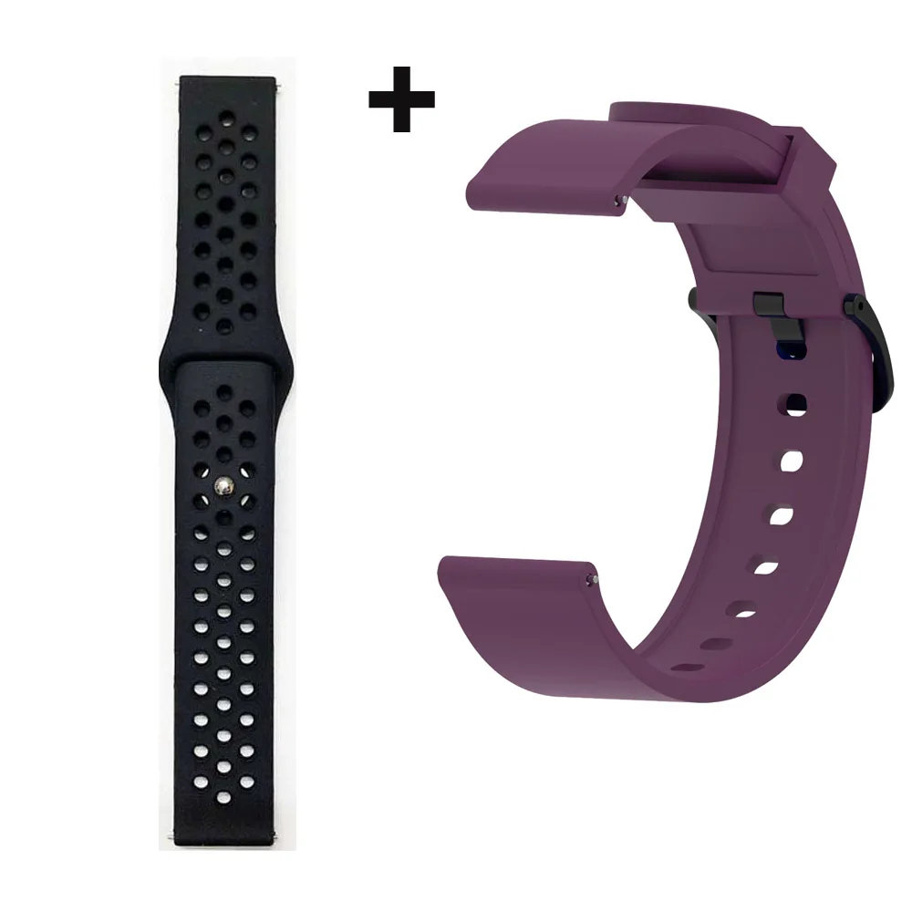 Black-purple Для Xiaomi Amazfit GTS браслет Amazfit Bip ремешок для часов Amazfit GTR 42 мм силиконовый ремешок для часов - Цвет: Black-purple
