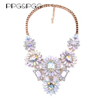 boho statement choker necklace women luxury crystal acrylic flowers pendants necklaces indian maxi chunky large collar necklace