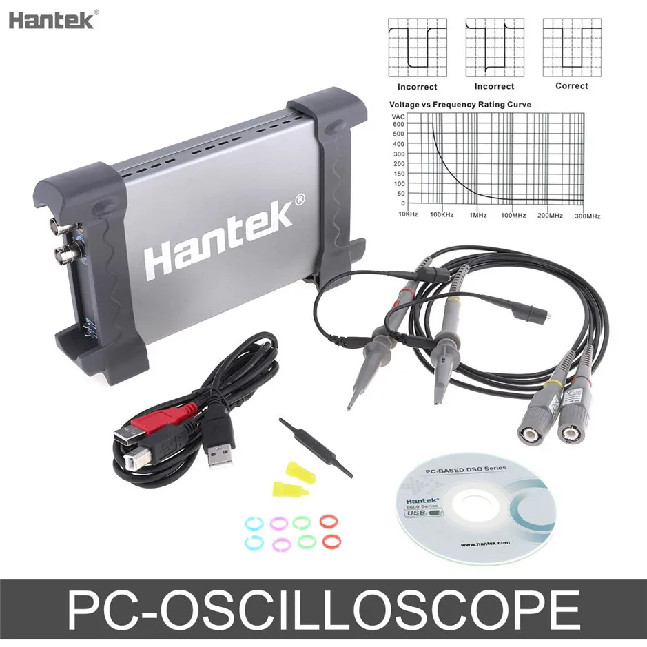 

Hantek 6022BE PC USB portable Digital oscilloscope Handheld Digital Storage 2Channels 20MHz 48MSa/s Oscilloscope
