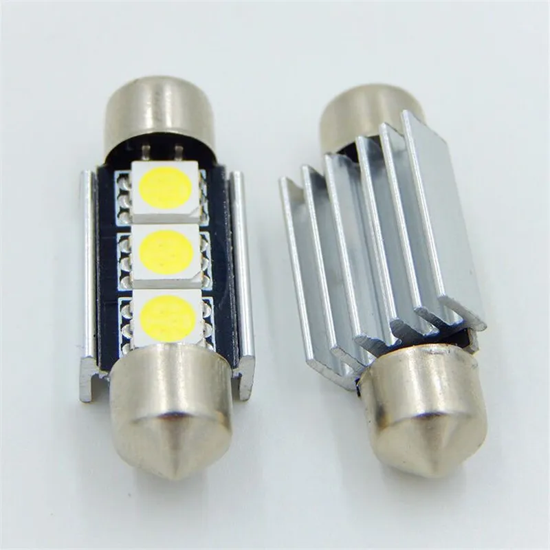 5pcs 5050 36mm 3SMD LED double-tip lamp compartment decoding width light reading 12v bulbs for cars white | Автомобили и