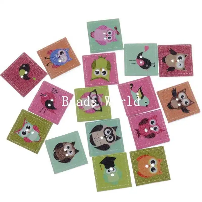 100 квадратных заготовок из дерева для пришивания пуговиц Скрапбукинг 2 отверстия