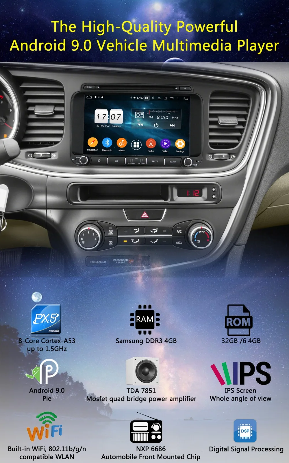 " ips 8 ядерный 4 Гб ОЗУ+ 64 Гб ПЗУ Android 9,0 Автомобильный DVD Радио gps Navi для Kia OPTIMA K5 DSP CarPlay Parrot BT стерео Adas