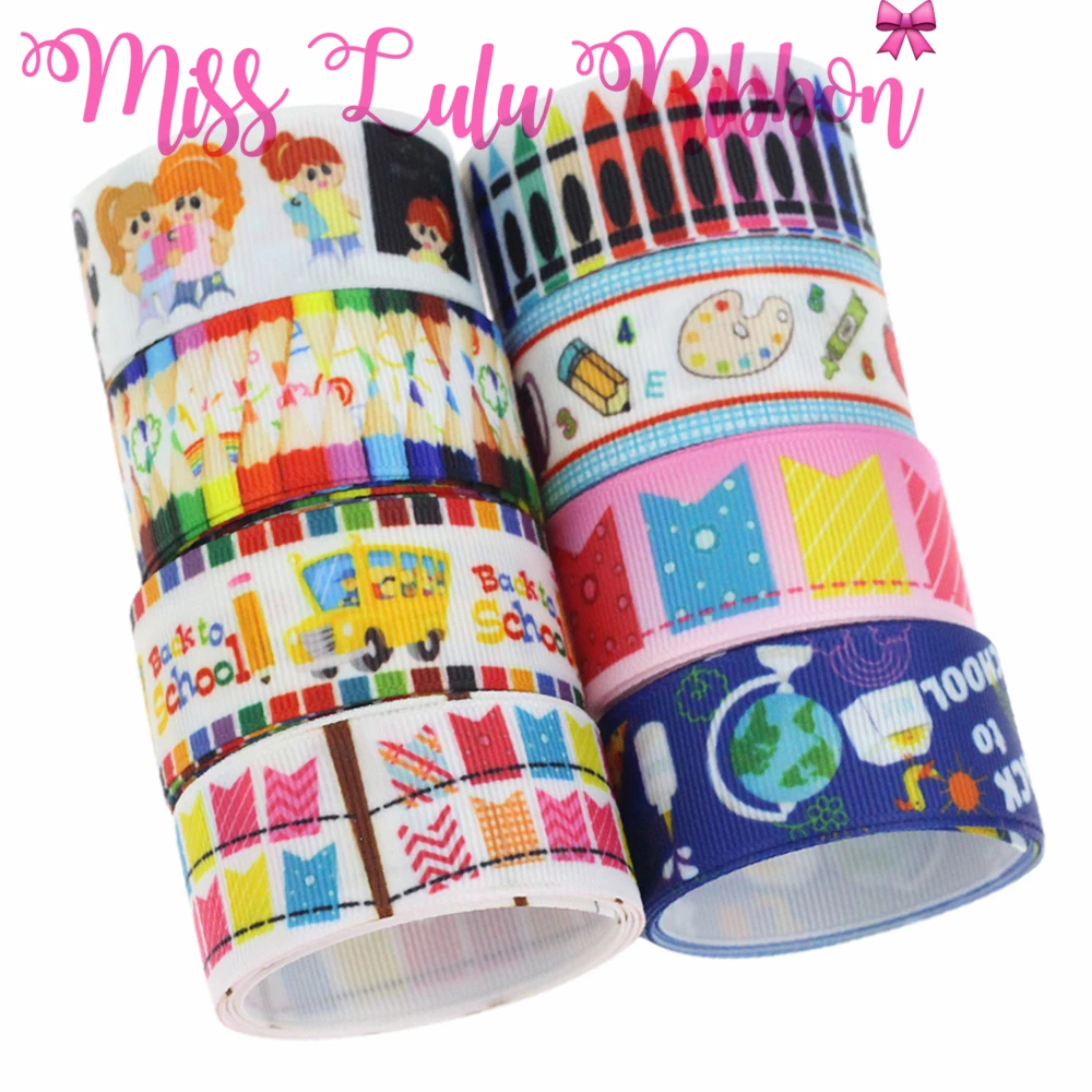 Цветная лента для карандашей 16 мм-75 мм с принтом назад к школе корсажная