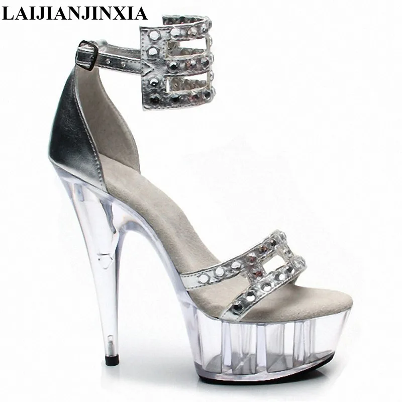 

Новинка, женские сандалии LAIJIANJINXIA на высоком каблуке 15 см для ночного клуба, обувь на платформе с ремешком, танцевальная обувь, вечерняя обувь на платформе с открытым носком