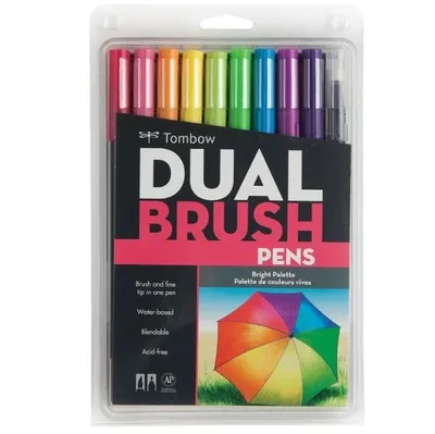 Bright 10pcs TOMBOW Япония 96 цветов Двойные головки Художественный набор кистей ручка маркер профессиональная водный маркер ручка живопись поставки - Цвет: Bright 10pcs