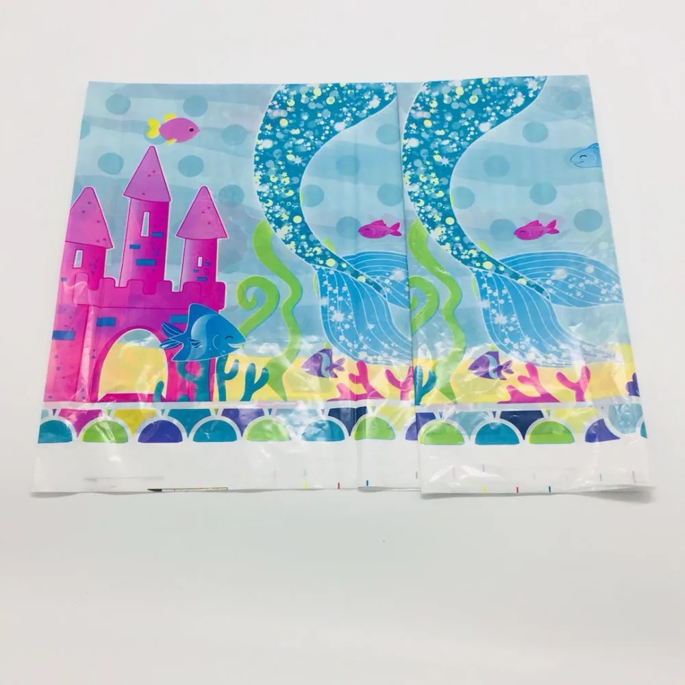 1 шт./лот 108*180 см русалка скатерти baby shower День рождения поставляет Русалка одноразовые скатерти