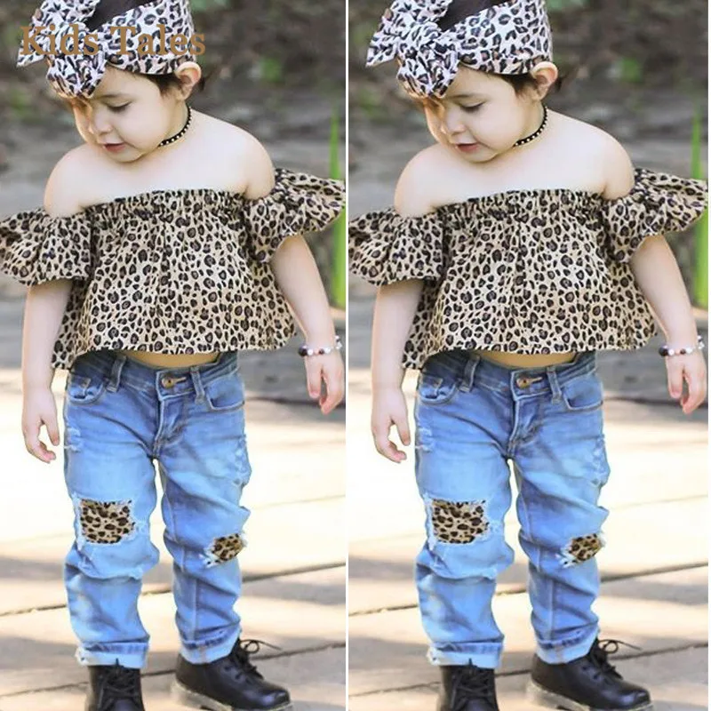 Комплект одежды для маленьких девочек в Корейском стиле леопардовая рубашка +