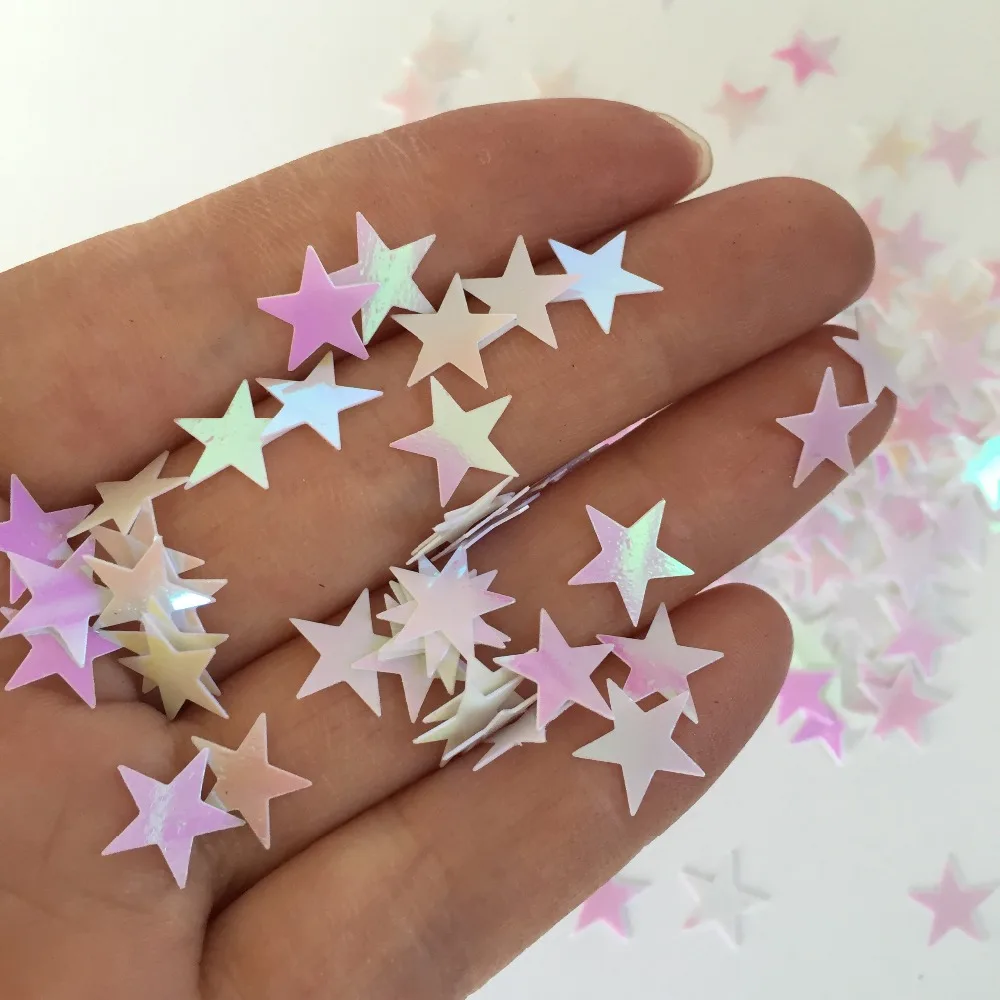 

10mm Iridescent Sparkle STAR Wedding Confetti Table Decoration Also Ideal for Crafts