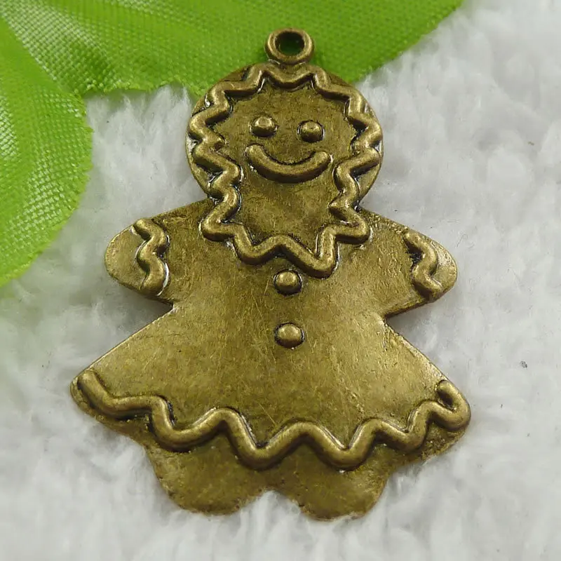 antique bronze 52 шт античная бронза имбирный хлеб мужские Подвески кулон 41x27 мм#1824 - Окраска металла: antique bronze