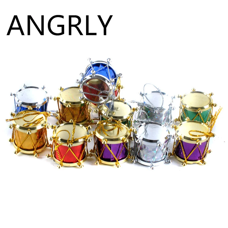 12 шт./пакет 3 см лазерный маленький барабан Рождественское украшение цветная мини