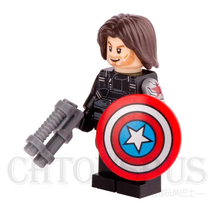 SingleSale Bucky зимний солдатик с щитом Капитан Америка Civil War Super Heroes minifig строительные