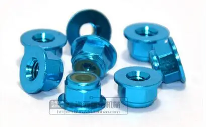 Light Blue 10 шт. Алюминий заклепочные гайки M2 M3 M4 M5 M6 Цветной алюминиевый сплав гайка фланца нейлон Стопорная гайка само-Зажимная гайка RC модель гайки - Цвет: Light Blue