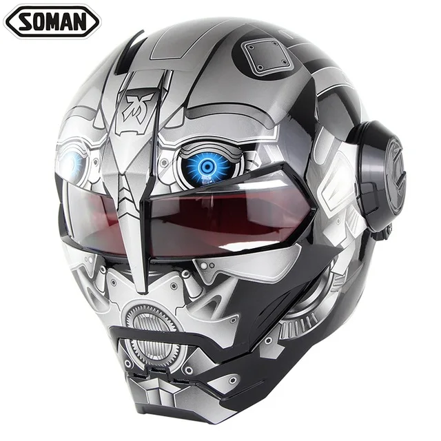 Военный серый мотоциклетный шлем ironman Стиль откидной casco Железный человек Capacetes Soman SM515 - Цвет: 7