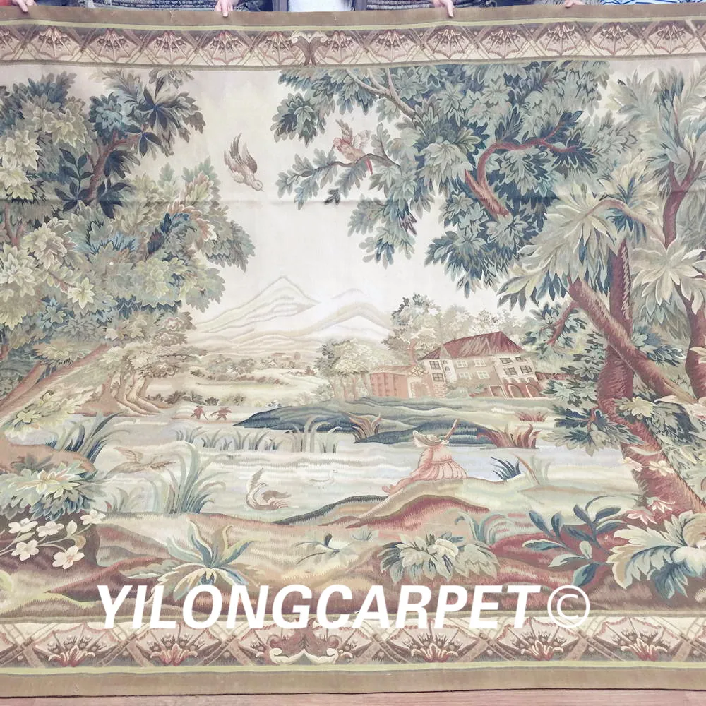 Kopen Yilong 9.5 'x12. 5' Nieuwe Muur Opknoping Aubusson Wandtapijten Pure Wol Handgemaakte Wollen Tapestry (Au44-9.5x12.5)