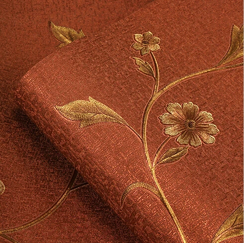 Роскошная золотая 3D Цветочная настенная бумага в европейском стиле ретро рулон