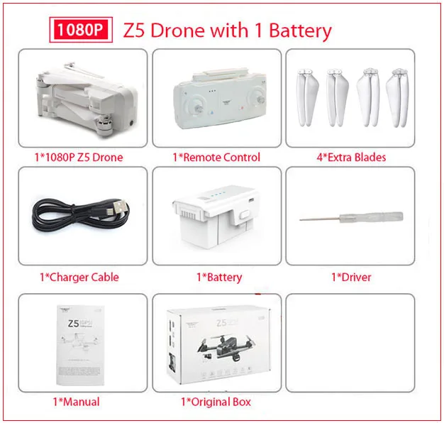1080P 1 Battery Box SJRC Z5 RC Дрон Профессиональный gps RTF 5G WiFi FPV 1080P камера с gps режим следования за мной RC Квадрокоптер vs XS809 B5W JJPRO X5 F11 - Цвет: 1080P 1 Battery Box