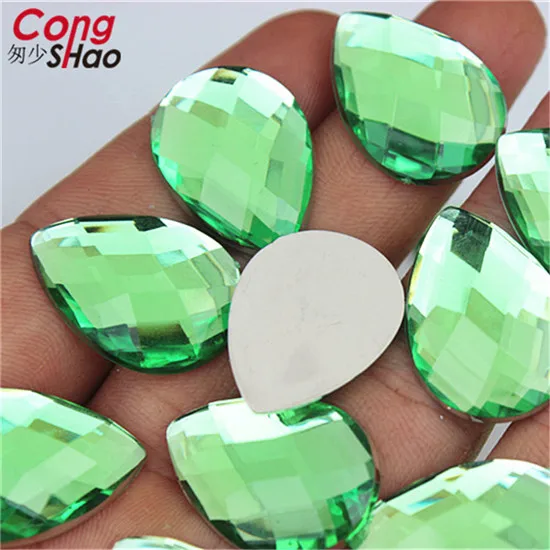 Green Cong Shao 80 шт. 18*25 мм акриловые стразы в виде капли слезы с плоской задней стороной, камни и кристаллы для костюмированных поделок, пуговицы без отверстий CS592 - Цвет: Green