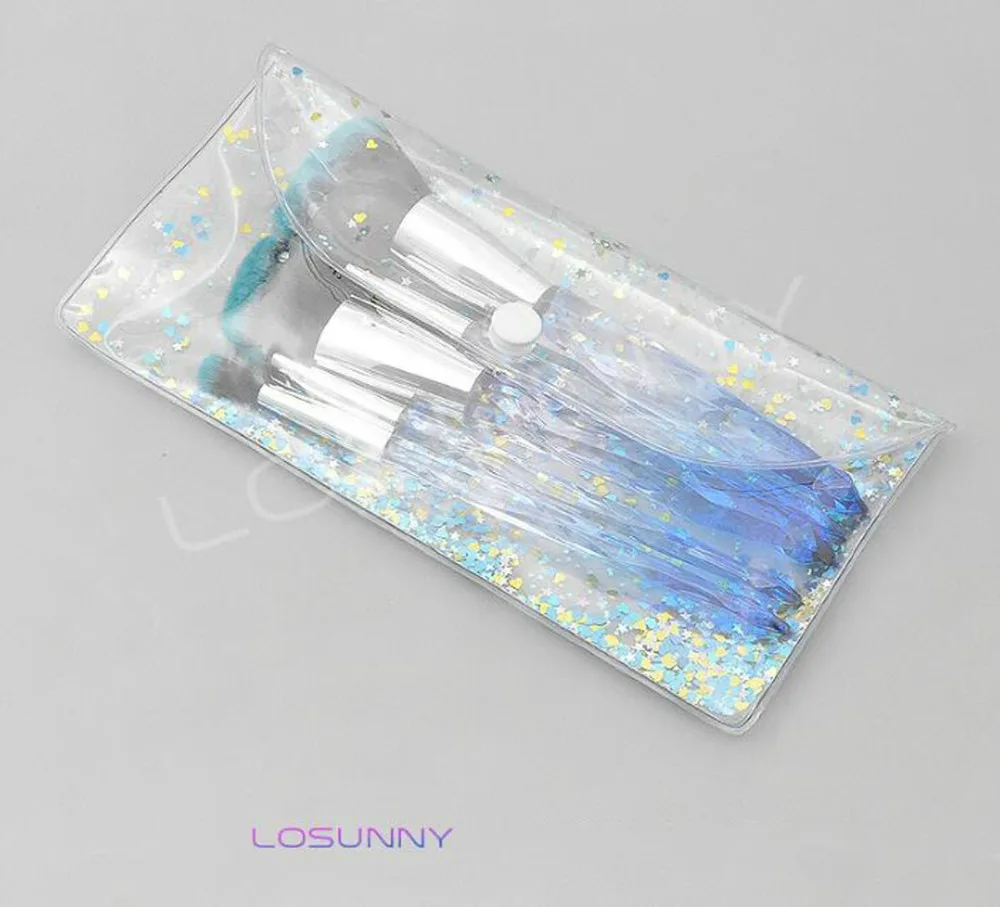 LOSUNNY 5 шт. прозрачная Cystal Алмазная ручка набор кистей для макияжа кисть для глаз ПВХ упаковочные принадлежности для макияжа белая ручка
