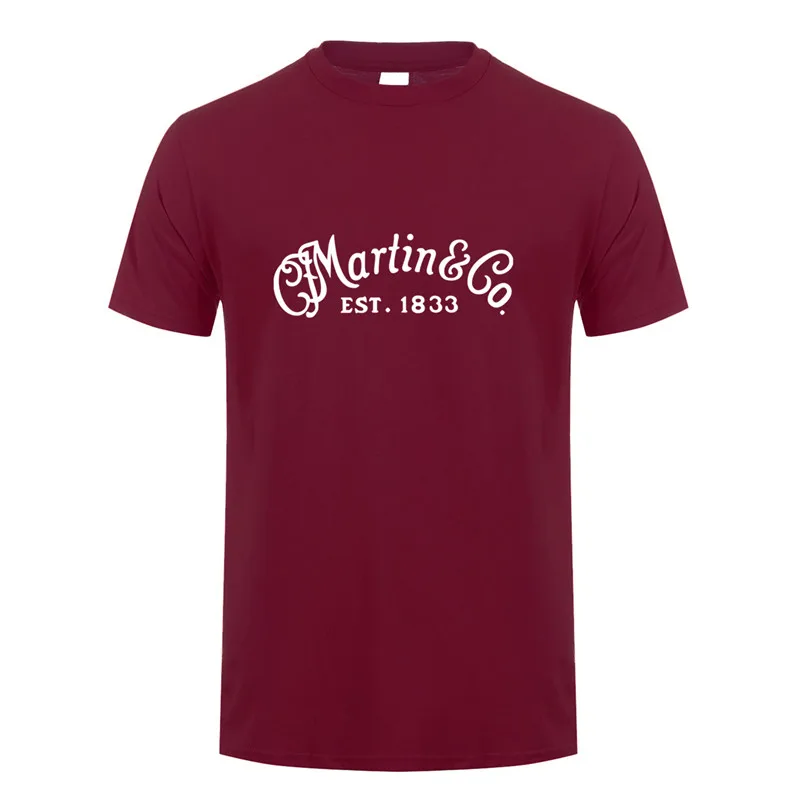 Maroon Cf Martin гитары футболка Летняя с коротким рукавом Хлопок музыка футболка с гитарами Мужская футболка Топы тройники LH-078 - Цвет: Maroon