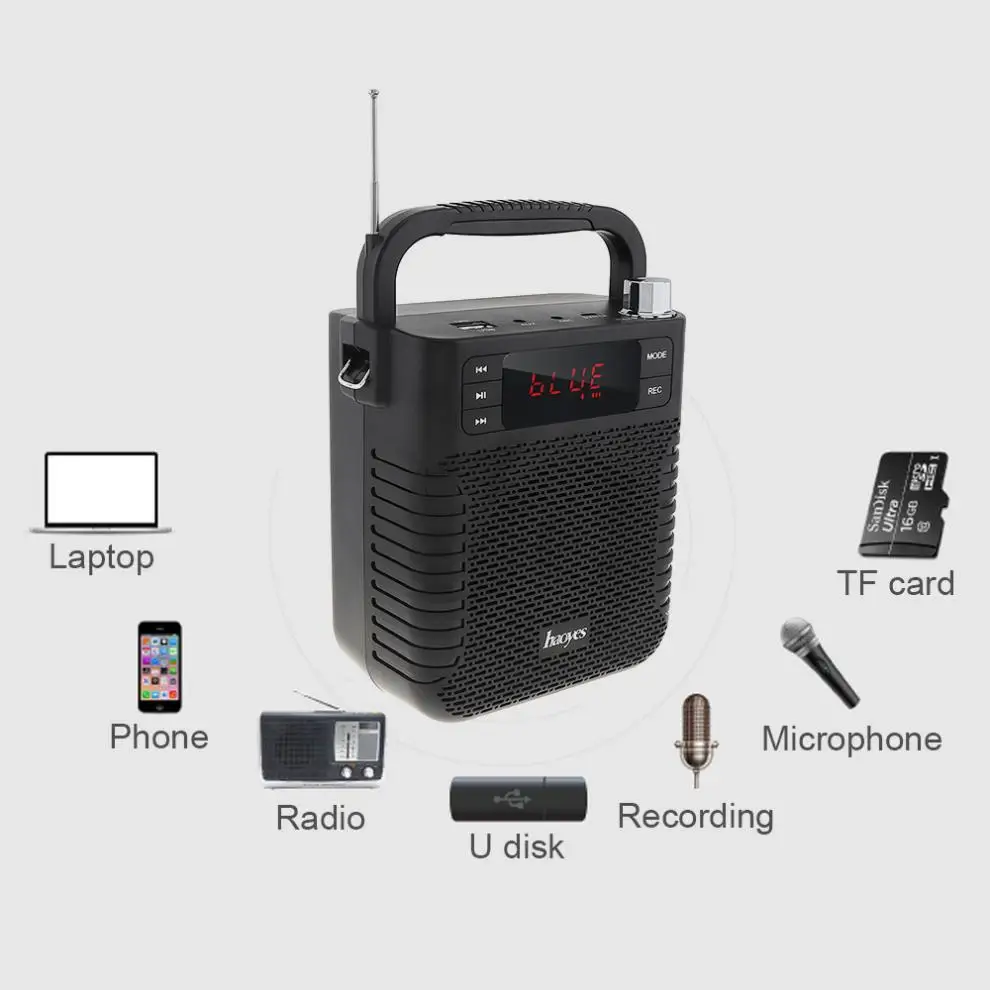Усилитель беспроводной bluetooth-связи сабвуфер динамик Поддержка TF карта U диск FM AUX вход микрофон гарнитура для учителя руководство вечерние K