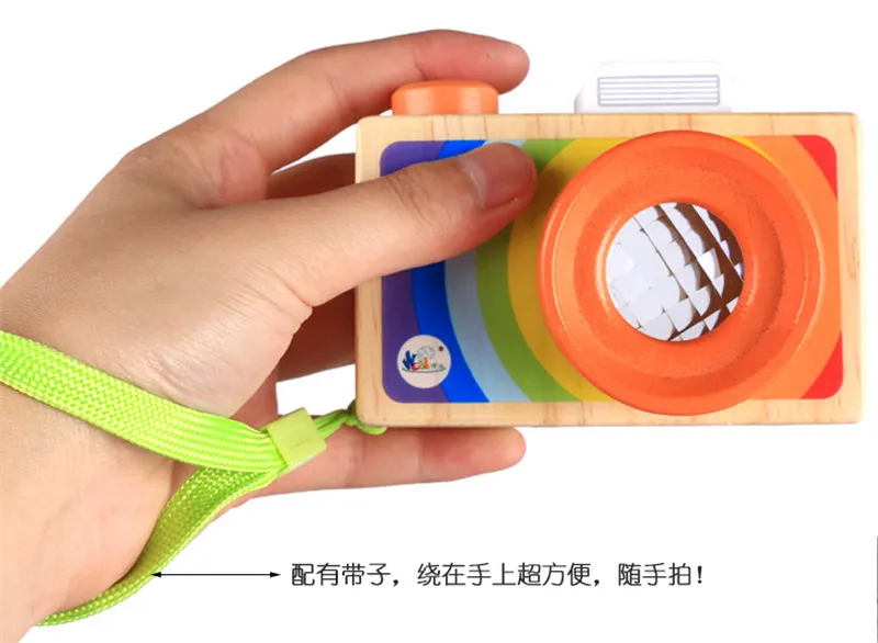 Funny Wooden Toy Camera Children Fashion Clothing Accessory Hanging Photography Kaleidoscope lens Toys For | Игрушки и хобби