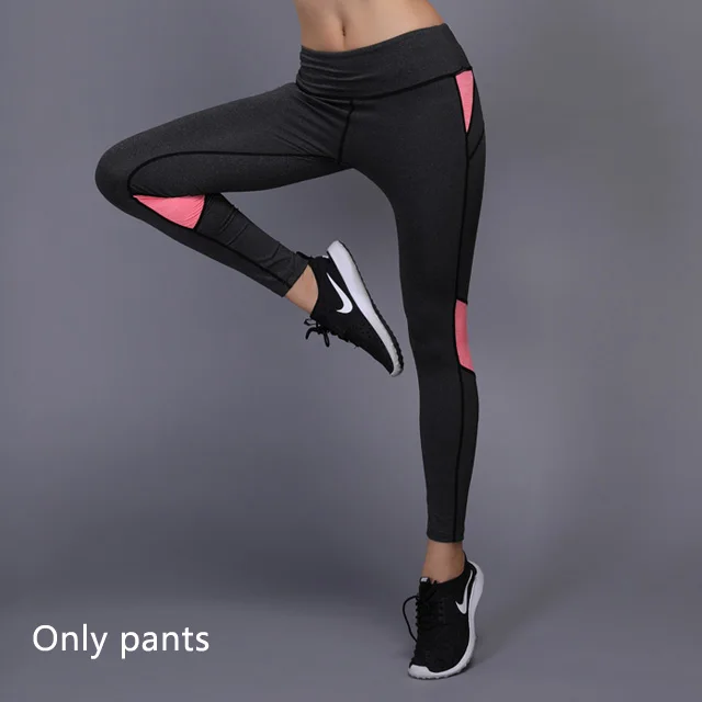 Pink pants Женский комплект для бега, занятий йогой, футболка, спортивные костюмы, штаны для фитнеса, леггинсы, рубашка с коротким рукавом, комплекты для бега, одежда для спортзала и тренировок - Цвет: Pink pants