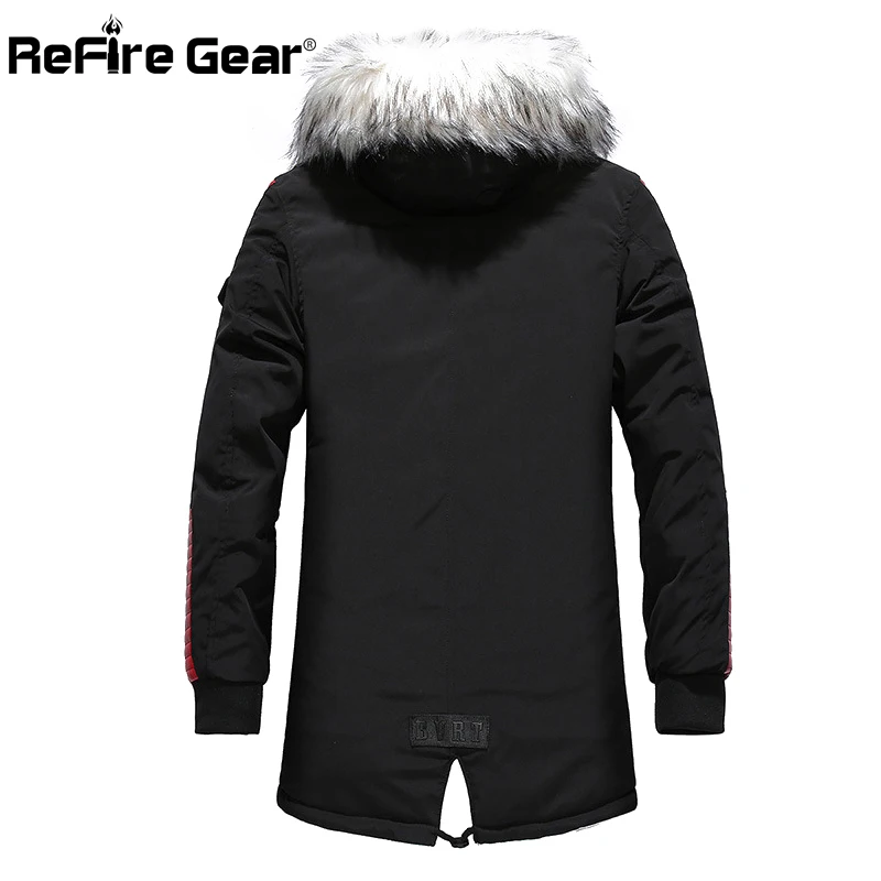 Refire gear зимняя куртка мужская теплая утепленная хлопковая стеганая парка повседневная верхняя одежда меховой воротник с капюшоном Длинная ветровка парка пальто
