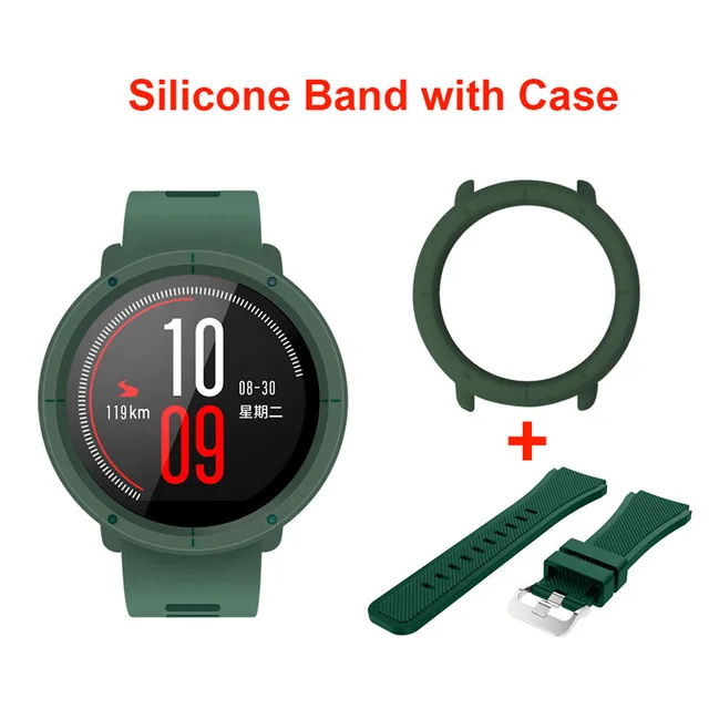 2 Силиконовый ремешок для часов с тонкой рамкой чехол для Xiaomi Huami Amazfit Pace сменный наручный ремешок полный защитный чехол s cover - Цвет: 2