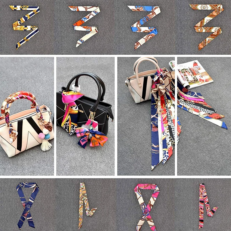 24 шт шейный платок повязка на голову Сумочка с ручкой лента модная сумка Twilly для