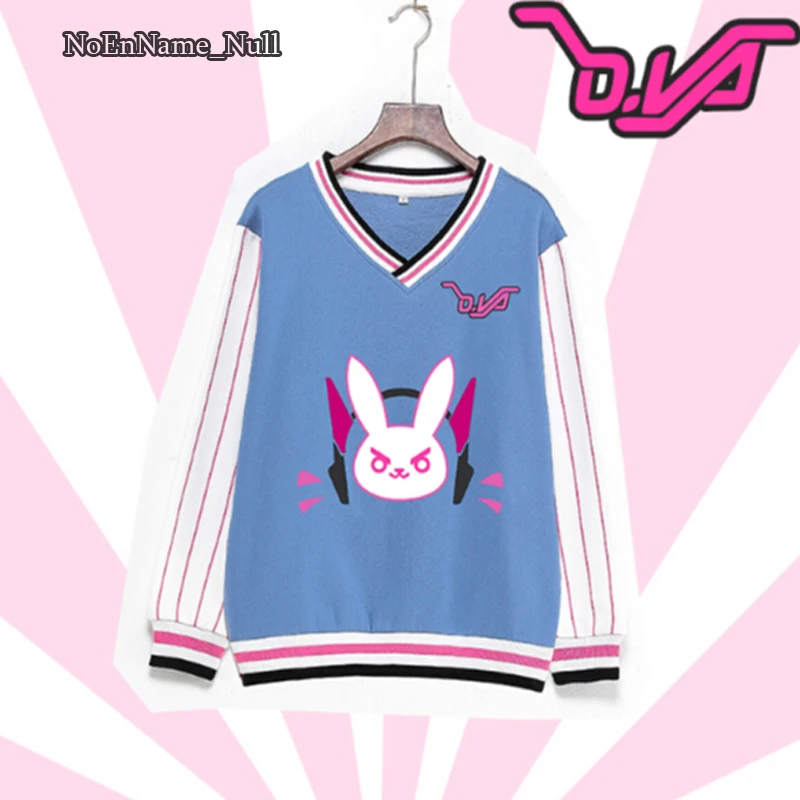 

Anime Game OW Cute D.VA Unisex Blue V-neck sweater Cosplay Costume Fashion