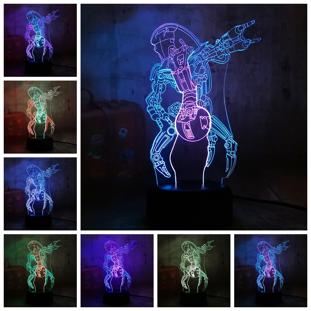 Новый смешанный двойной цветной робот Звездные войны 3D светодиодный RGB 7 сменный