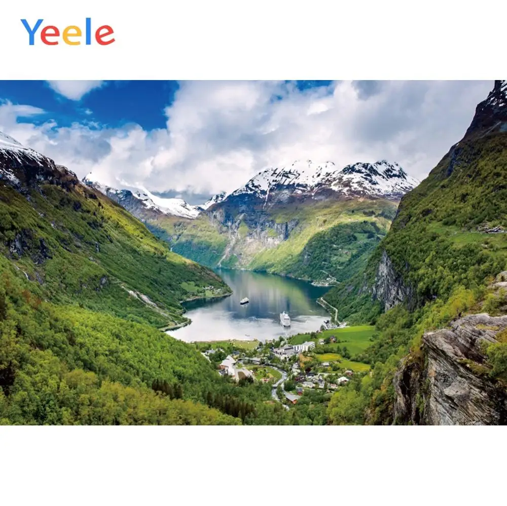 Фоны для фотосъемки Yeele пейзаж горы корабль река небо персонализированные фоны