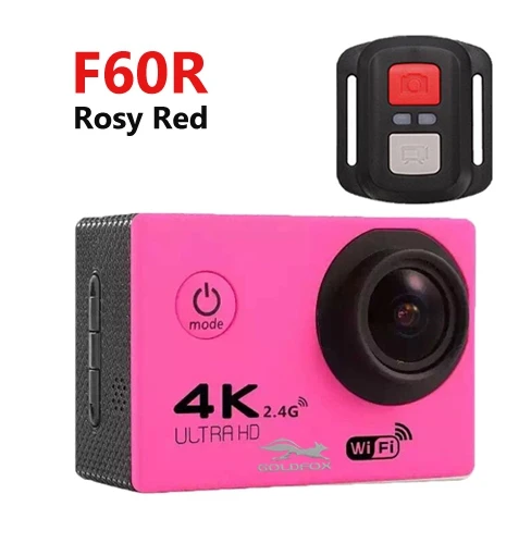 F60R Rosy Red Goldfox наружная экшн-камера видео Ultra HD 4K 30fps 170D Wifi видеокамера 30M Go Водонепроницаемая профессиональная велосипедная мини-камера на шлем - Цвет: F60R Rosy Red