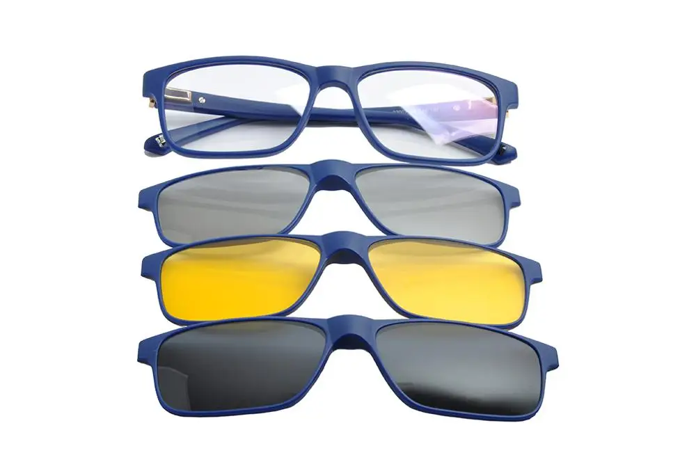 Matt Blue Frame 3 шт клип-на солнцезащитные очки поляризованные магнитная линза пластиковая рамка для ночного вождения 3D очки с магнитной защелкой ShadesDD1479 - Цвет линз: Matt Blue Frame