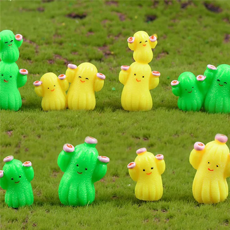 Милый мультфильм Кактус суккуленты цветок смолы статуэтки микро пейзаж